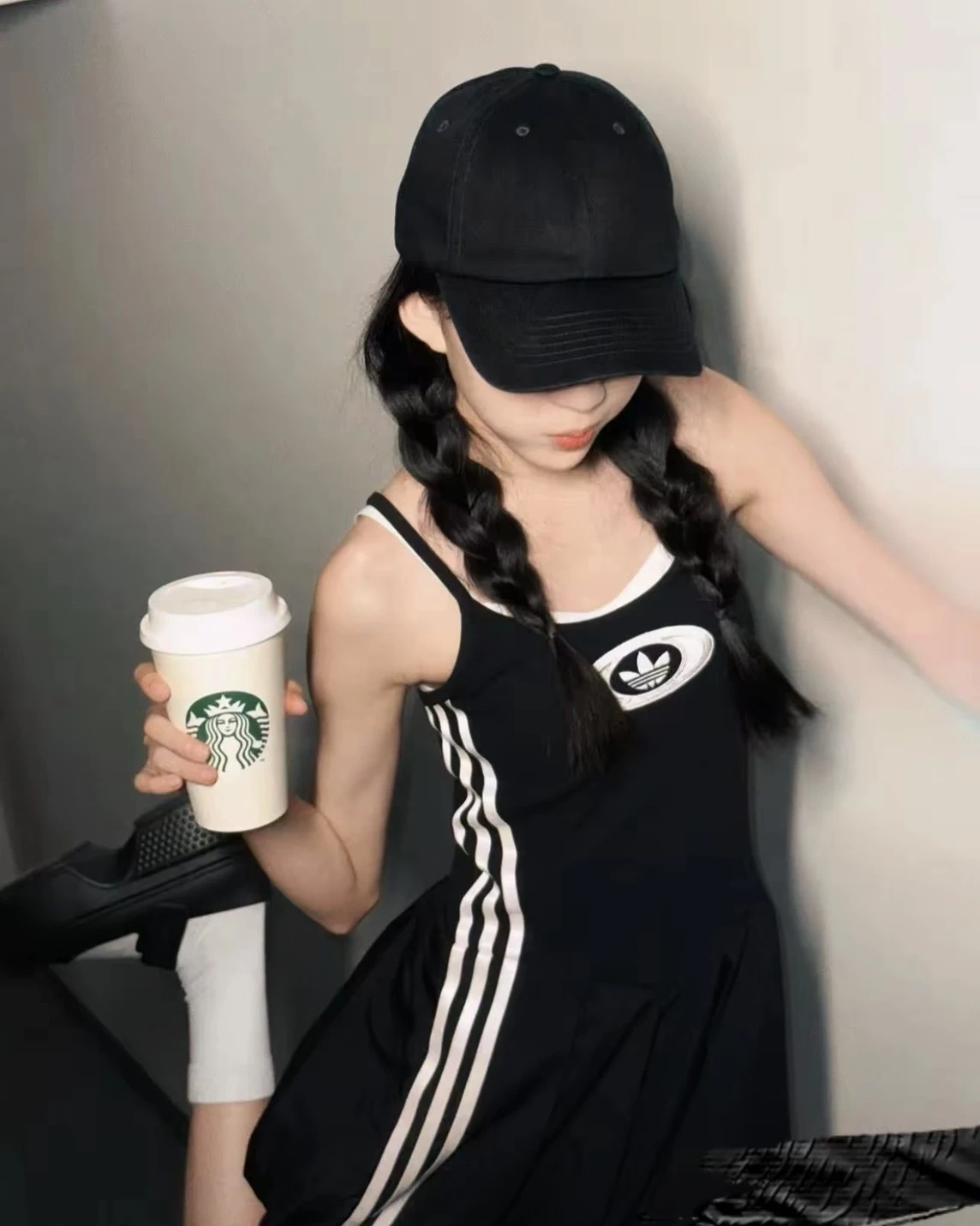 ADIDAS CAMPUS 澎澎裙 黑色 鏤空 細肩 連身裙(KC8798)