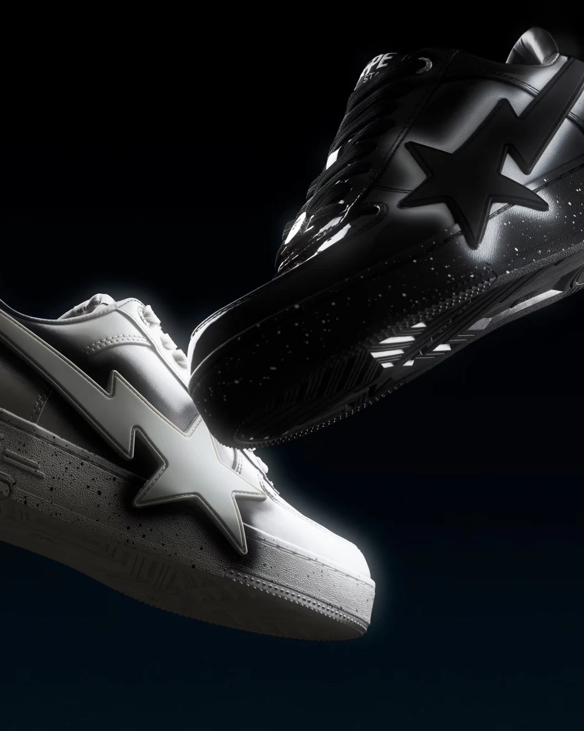 <限量發售>BAPE STA OS 噴漆潑墨 星標 漆皮 亮面 板鞋(0ZXSHM310911Q)