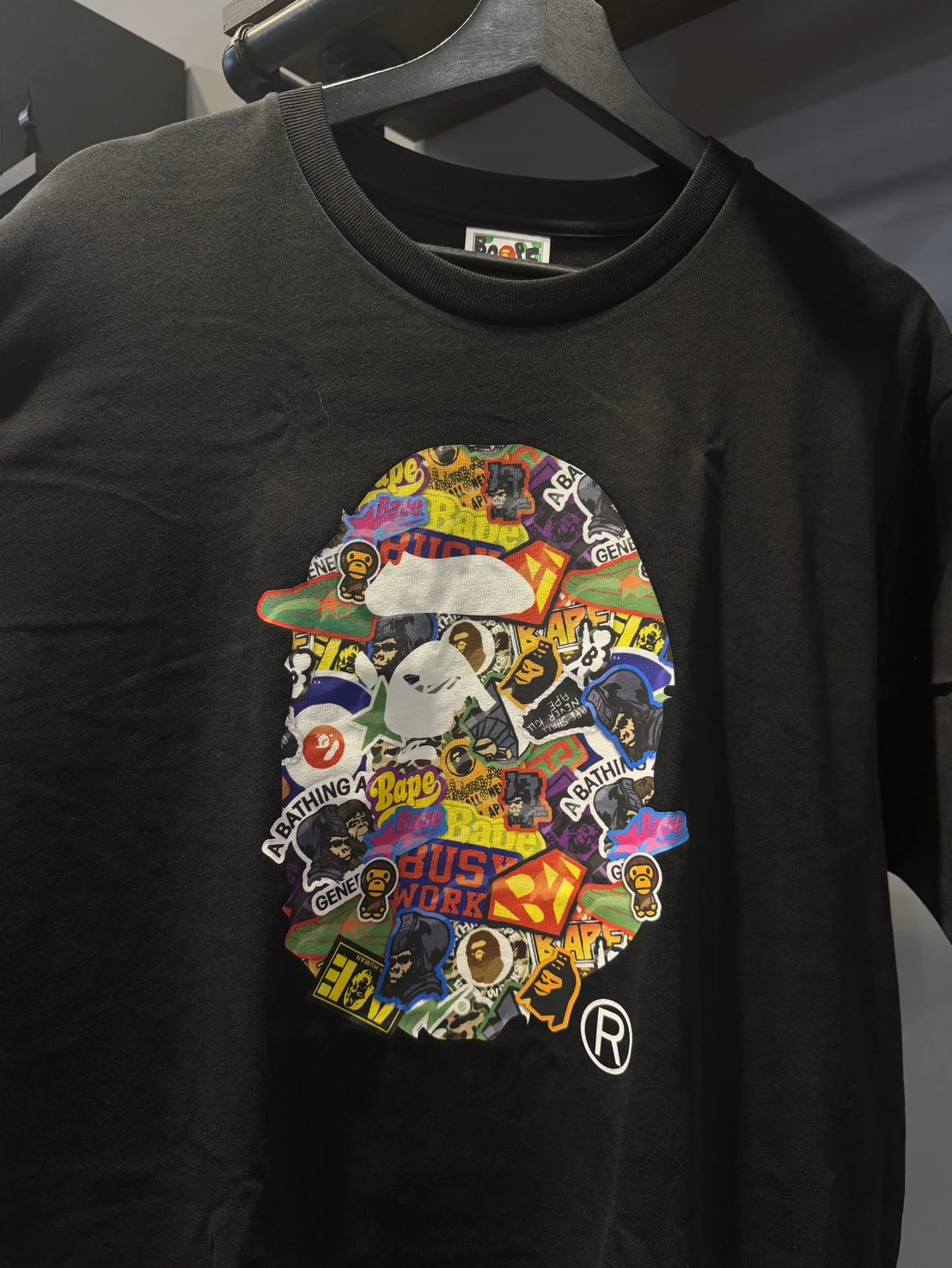 BAPE 猿人頭復古滿版貼紙 短袖