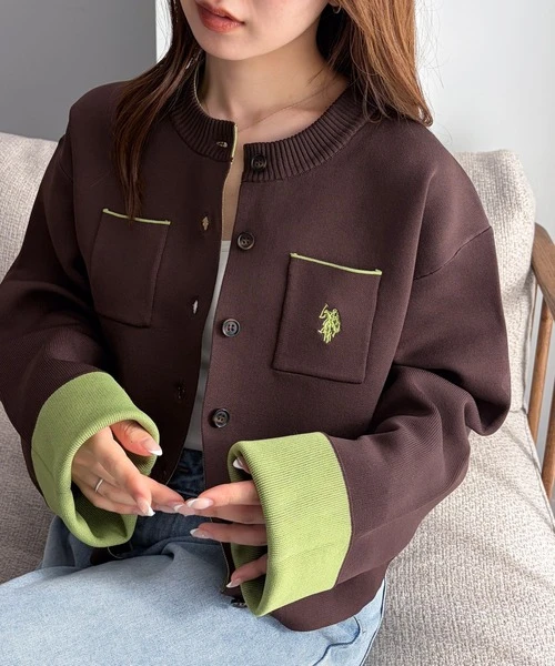 日本連線U.S. POLO ASSN. x solleim 獨家 撞色拼接 開襟衫 外套 4色