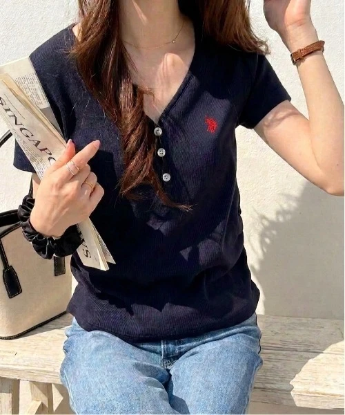 日本連線U.S. POLO ASSN. x GeeRA 針織 刺繡LOGO 修身短袖 5色