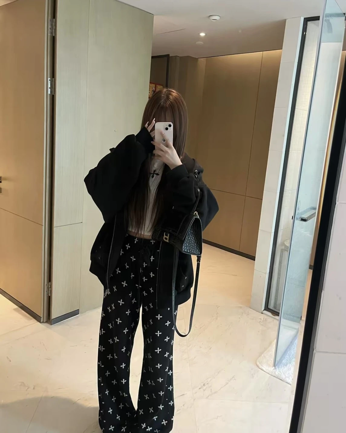 SMFK 經典十字 滿印闊腿褲 休閒褲 (P0009BG)