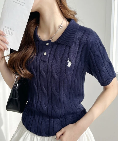 日本連線U.S. POLO ASSN. x Ada. 翻領針織 刺繡LOGO 短袖 POLO衫 5色