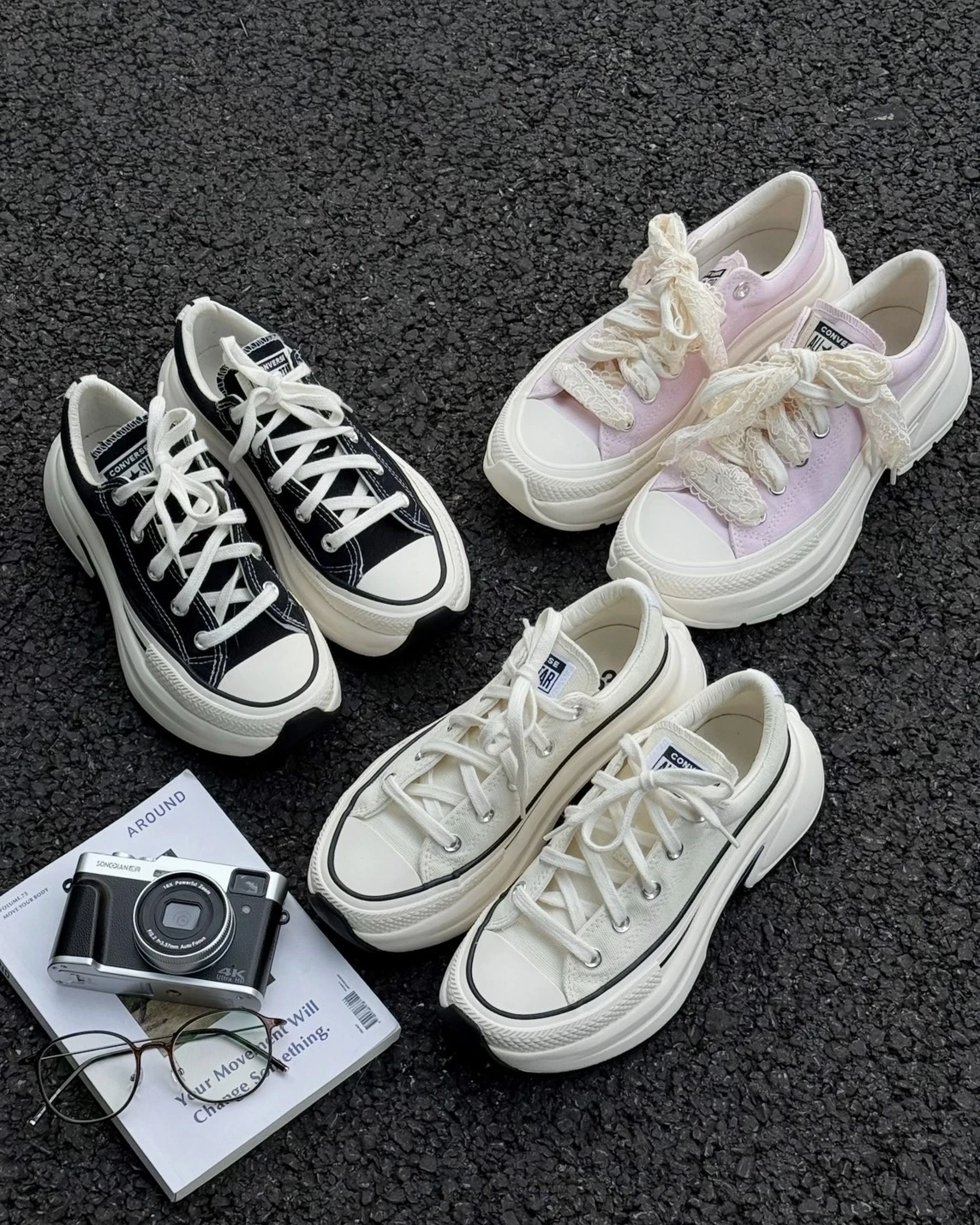 <卡寶同款>CONVERSE RUN STAR CRUSH 小鯊魚 厚底增高 帆布鞋 三色可選(A19266C/A18465C/A24218C)