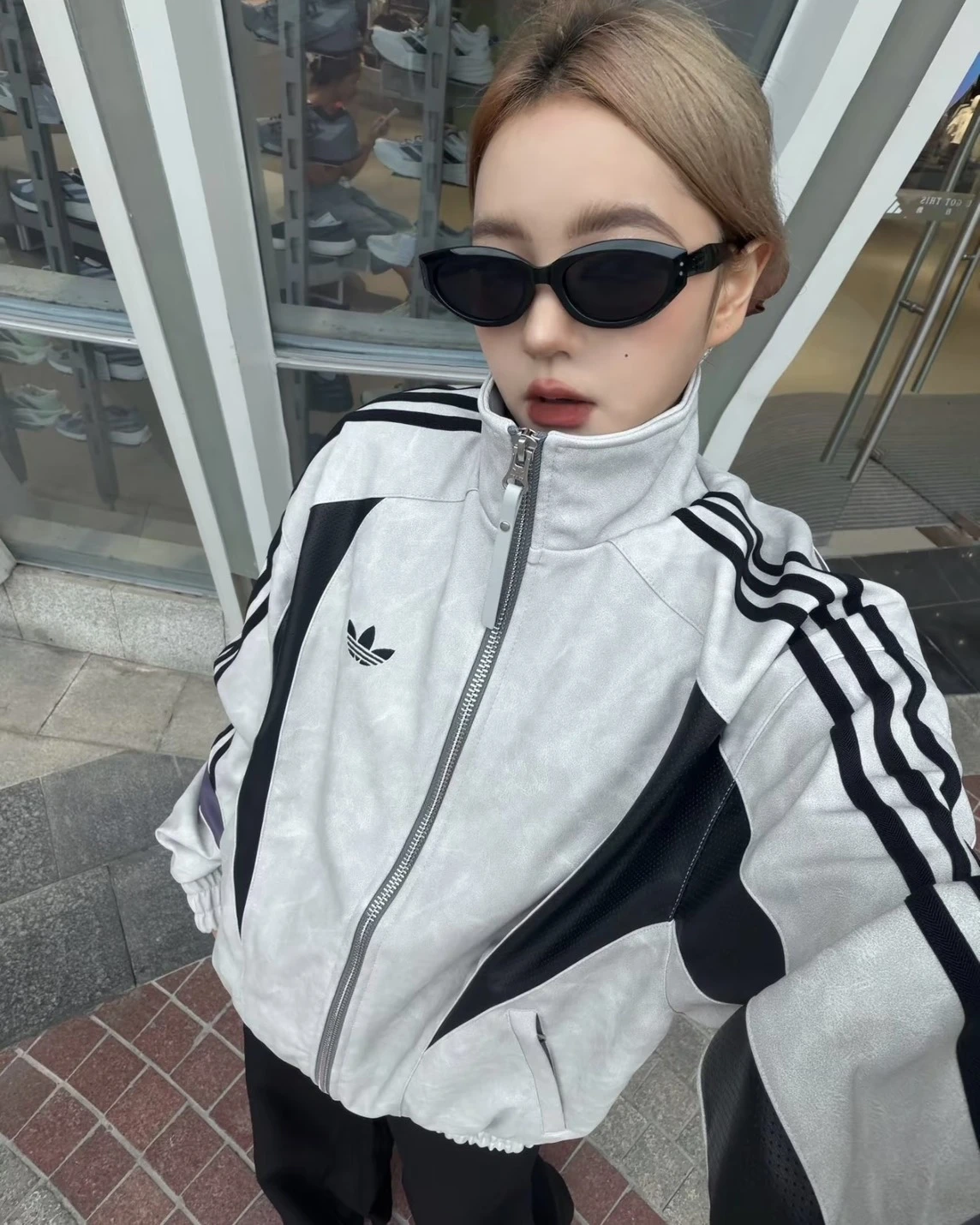 ADIDAS ORIGINALS STREET  街頭風拼接皮外套 賽車夾克(KX0813/KX0814)