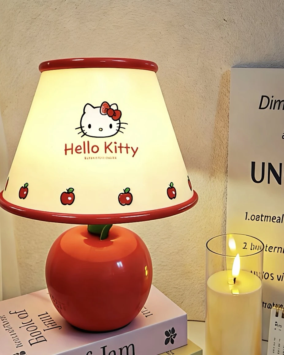 <百元氛圍感>三麗鷗 Hello kitty 蘋果造型檯燈 床頭燈 三檔燈調節