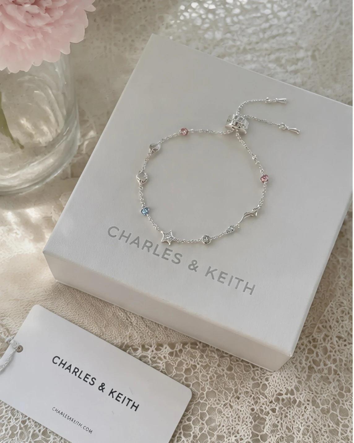 CHARLES & KEITH 小CK 蔚藍密境系列 水晶手鍊 可調節