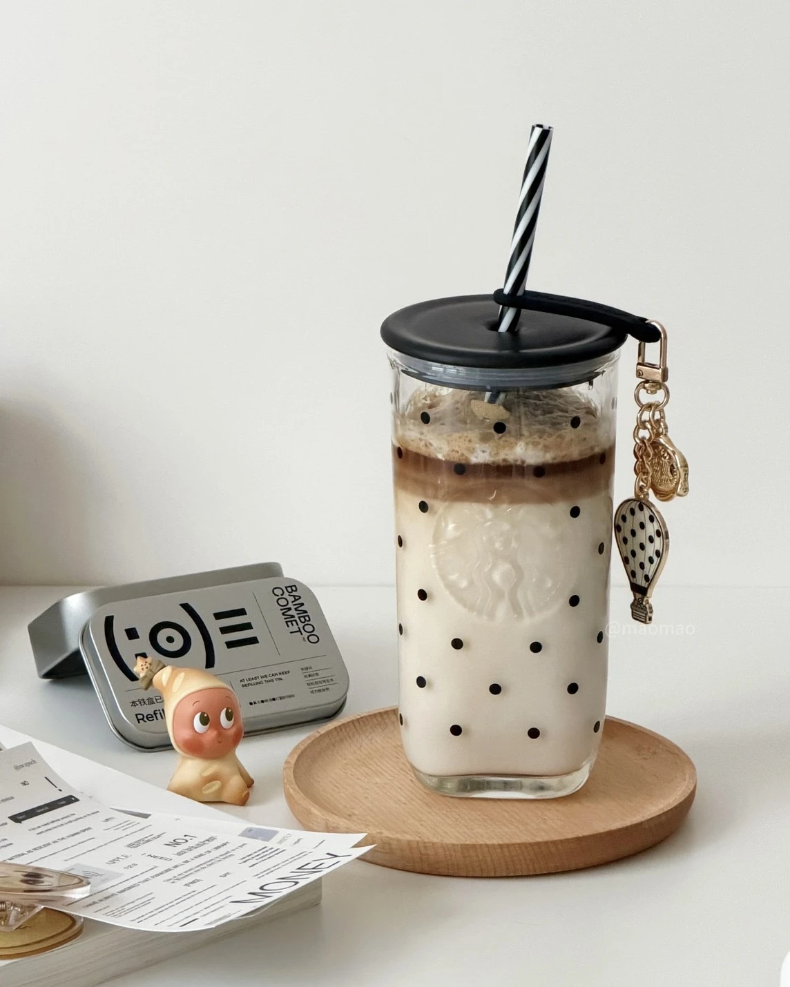 STARBUCKS 星巴克 波點漫境系列 玻璃杯 吸管杯 530ml