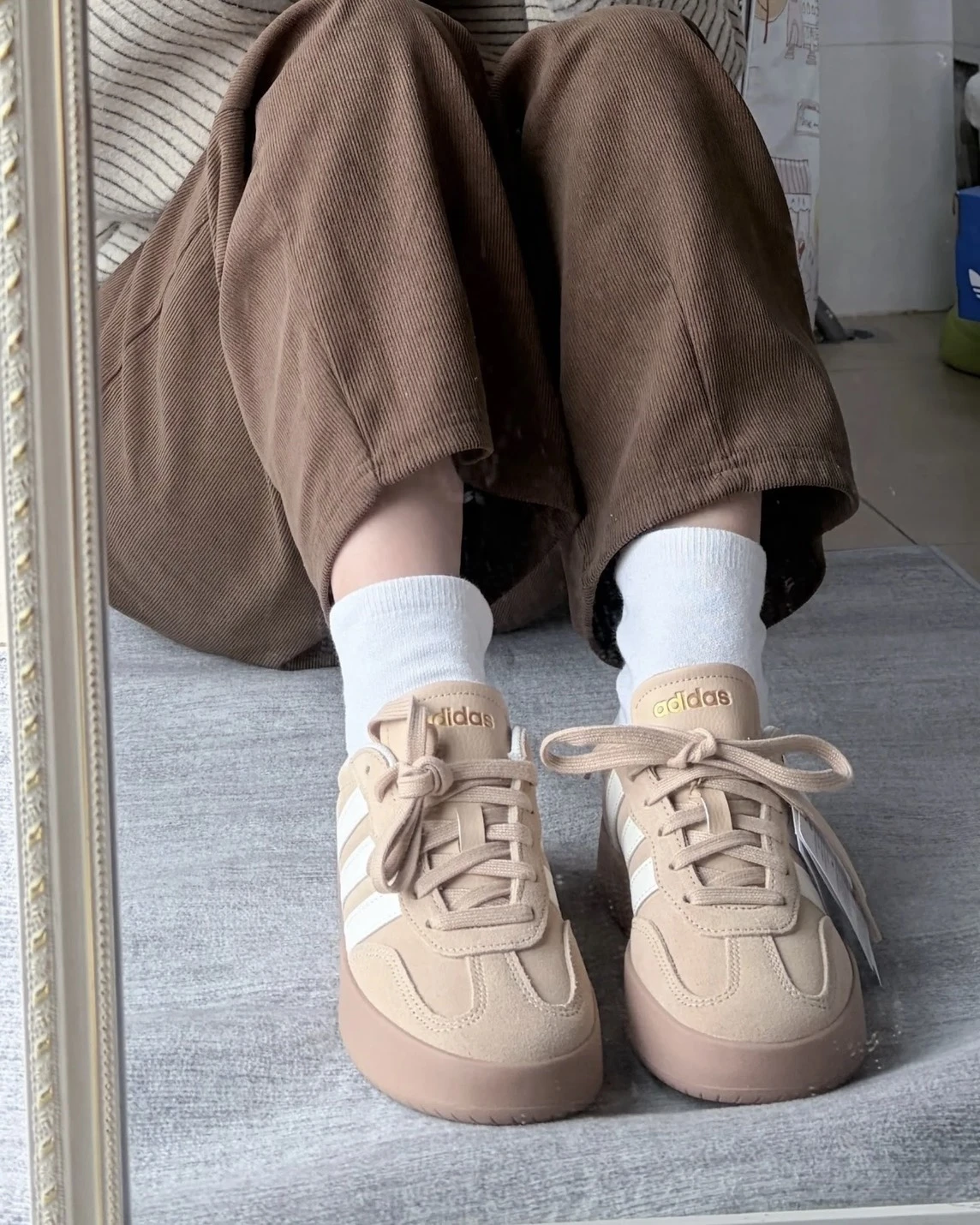 ADIDAS BARREDA 奶茶 焦糖底 麂皮 德訓鞋(KH7000)