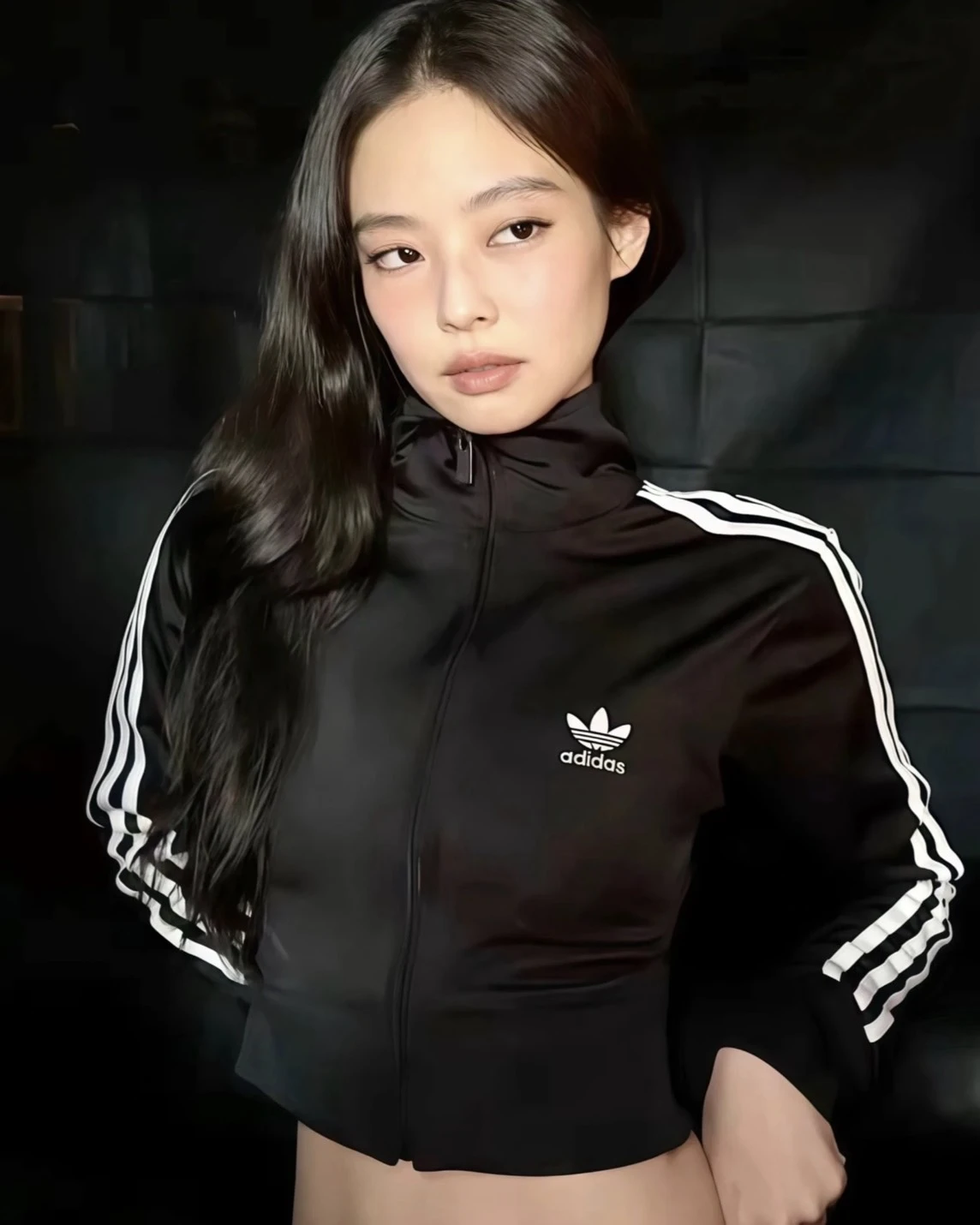 <Jennie同款>Adidas Originals Adicolor 短版 立領 修身 三線外套(IL8764)