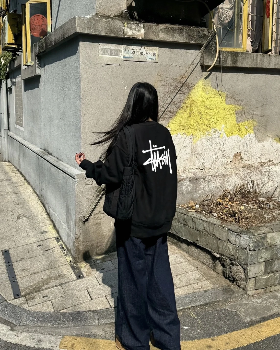 Stussy SS26 LS TEE 經典LOGO 寬鬆 黑 白 長袖(SUSLT1995000R)