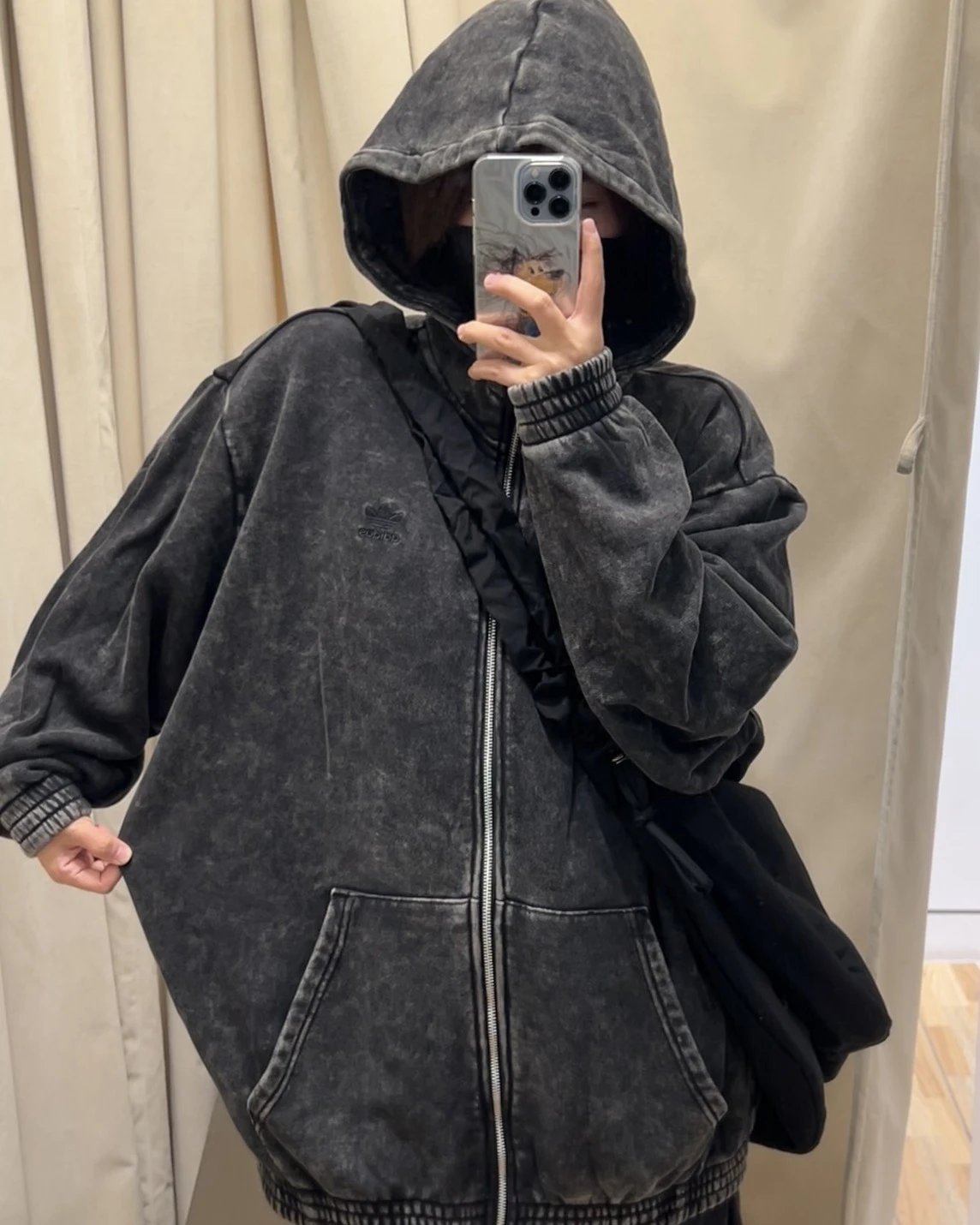 Adidas Originals 三線 復古 水洗灰 黑 連帽外套 復古灰(IY8039 JJ0331)