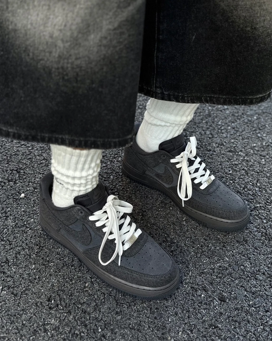 NIKE AIR FORCE 1 LOW 碳黑 丹寧牛仔布 男款(IR0951-003)