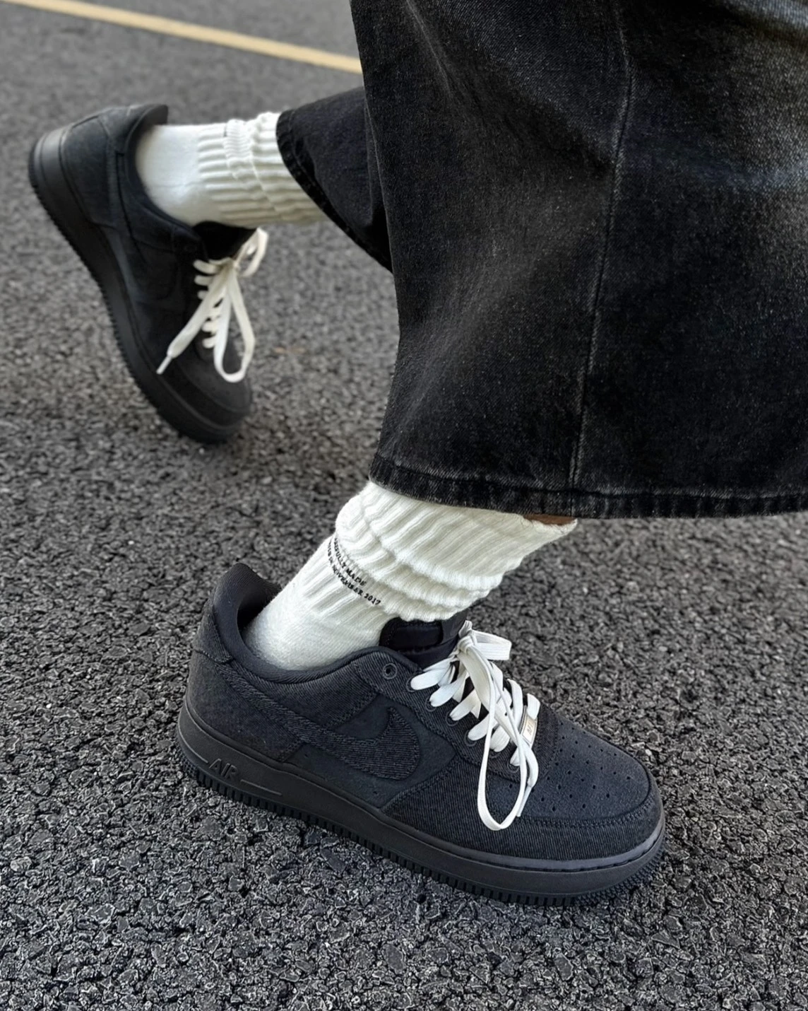 NIKE AIR FORCE 1 LOW 碳黑 丹寧牛仔布 男款(IR0951-003)