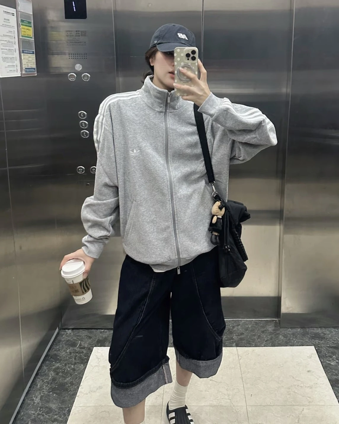 ADIDAS ORIGINALS BIUCLE TRACK 毛圈布 灰色 三線 棉質外套(LC8149)