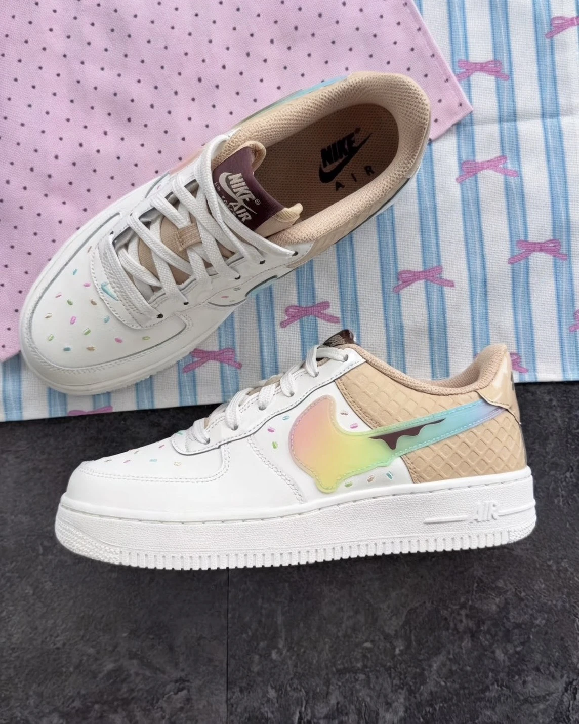 NIKE AIR FORCE 1 LOW GS 彩糖 甜筒冰淇淋(IV6209-133)
