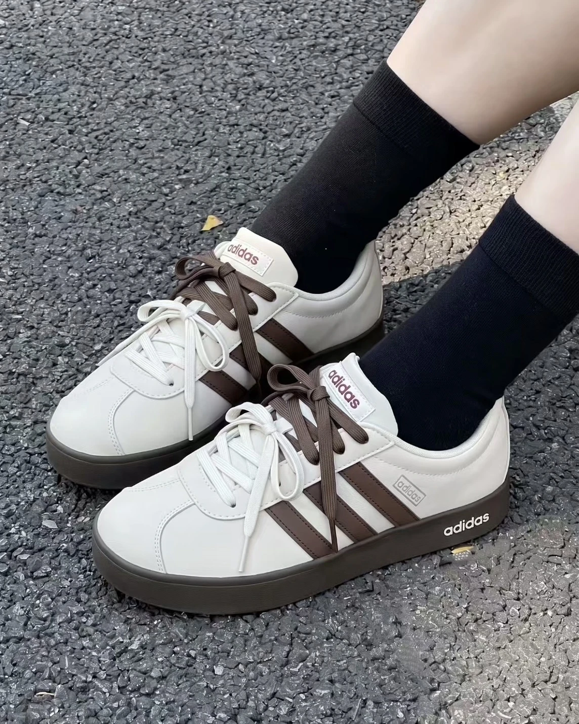 <訂製款>ADIDAS VL COURT 2.0 奶咖可可 米色 麂皮 MIU系 雙鞋帶(JS3003)