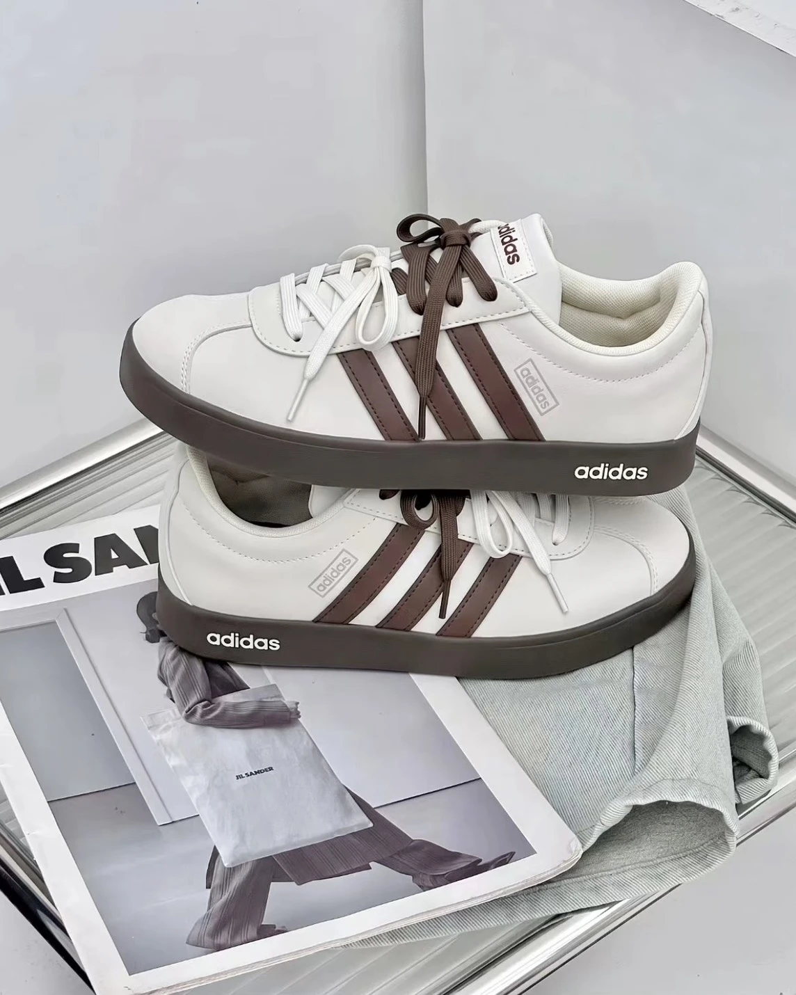 <訂製款>ADIDAS VL COURT 2.0 奶咖可可 米色 麂皮 MIU系 雙鞋帶(JS3003)