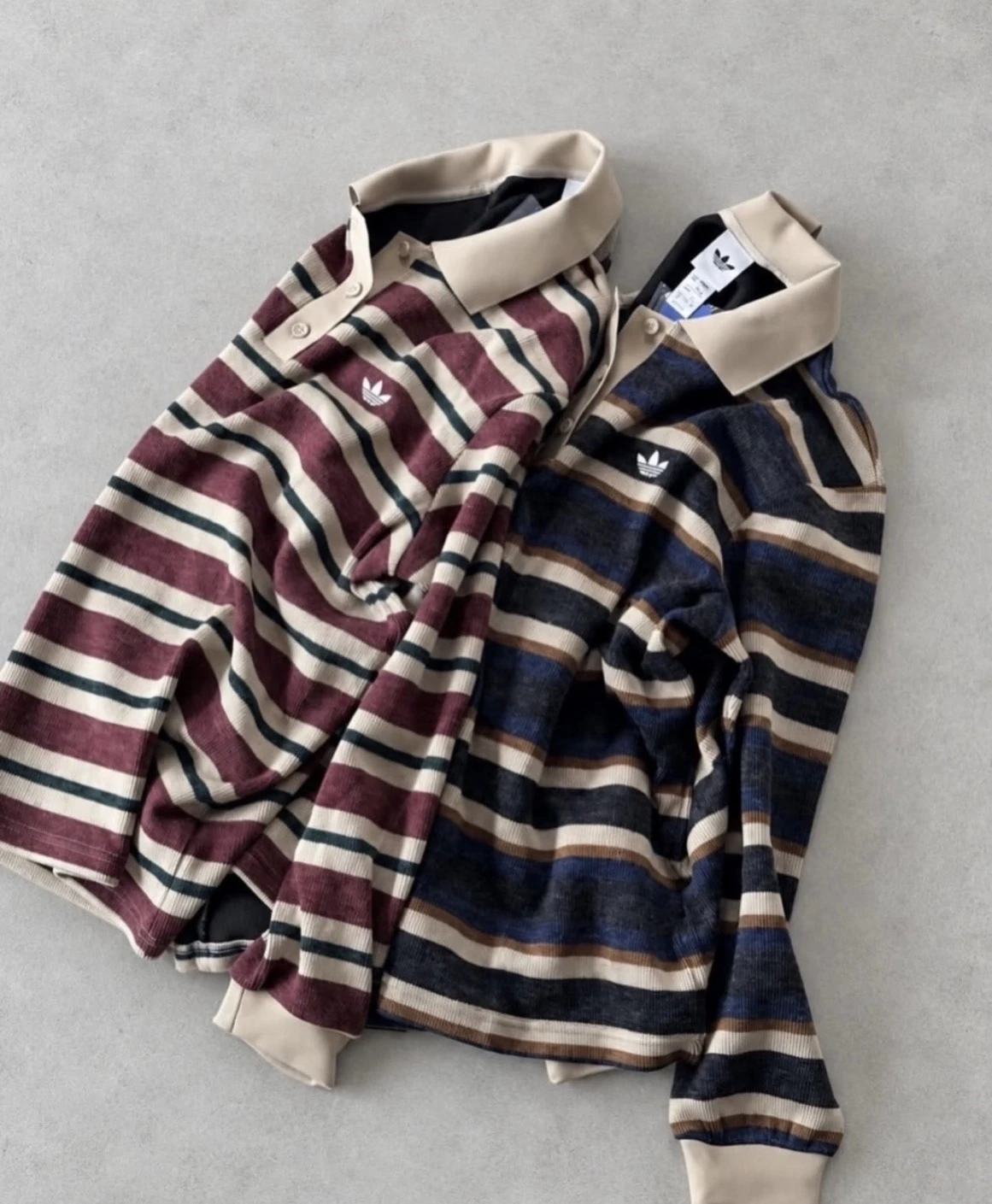 <情侶一起穿>Adidas Originals 美式復古條紋 針織長袖 POLO衫(LG3945/LG4083)