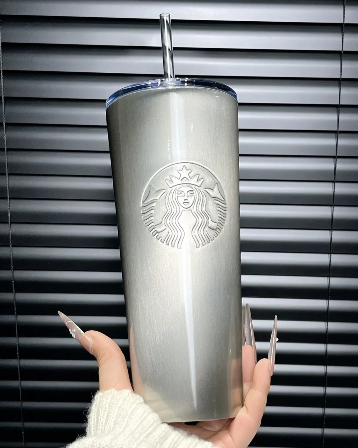 <國外限定>STARBUCKS 星巴克 亮面貓眼灰 漸變 玻璃吸管杯790ml