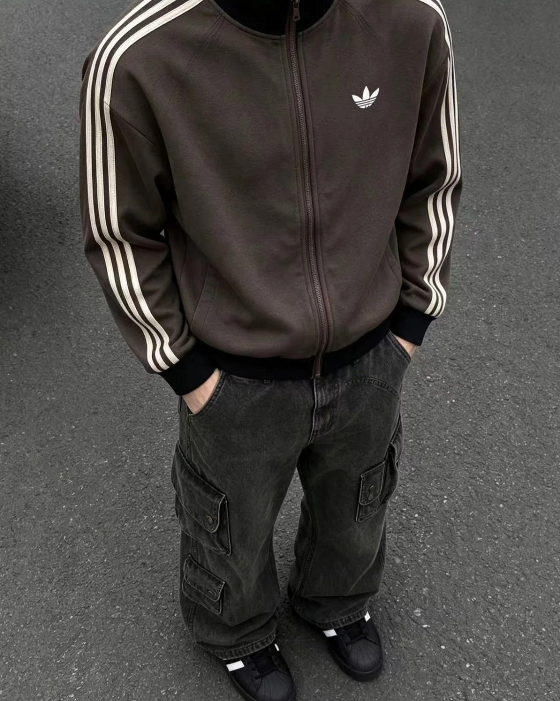 Adidas originals 深灰色 立領三線夾克 外套 (KY8454)