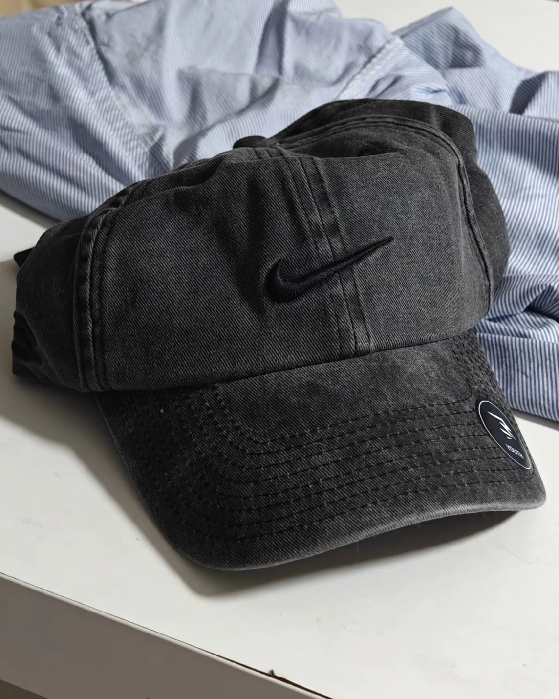 NIKE 3Brand GS 刺繡LOGO 水洗 老帽 牛仔黑 牛仔藍(N32543017GS)
