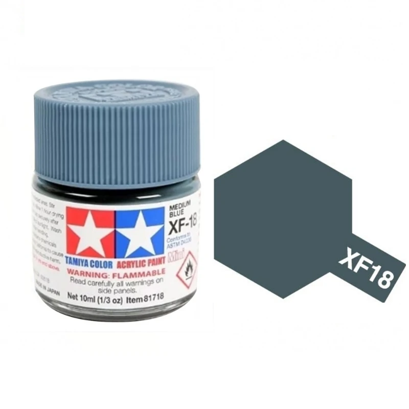 Tamiya 水性 壓克力漆 XF-18 消光中藍色 Medium Blue 10ML