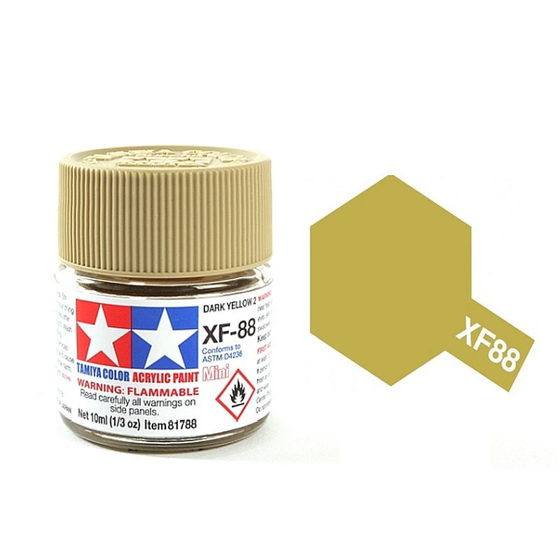 Tamiya 水性 壓克力漆 XF-88 消光 消光暗黃色2（德國陸軍) DARK YELLOW 2 10ML