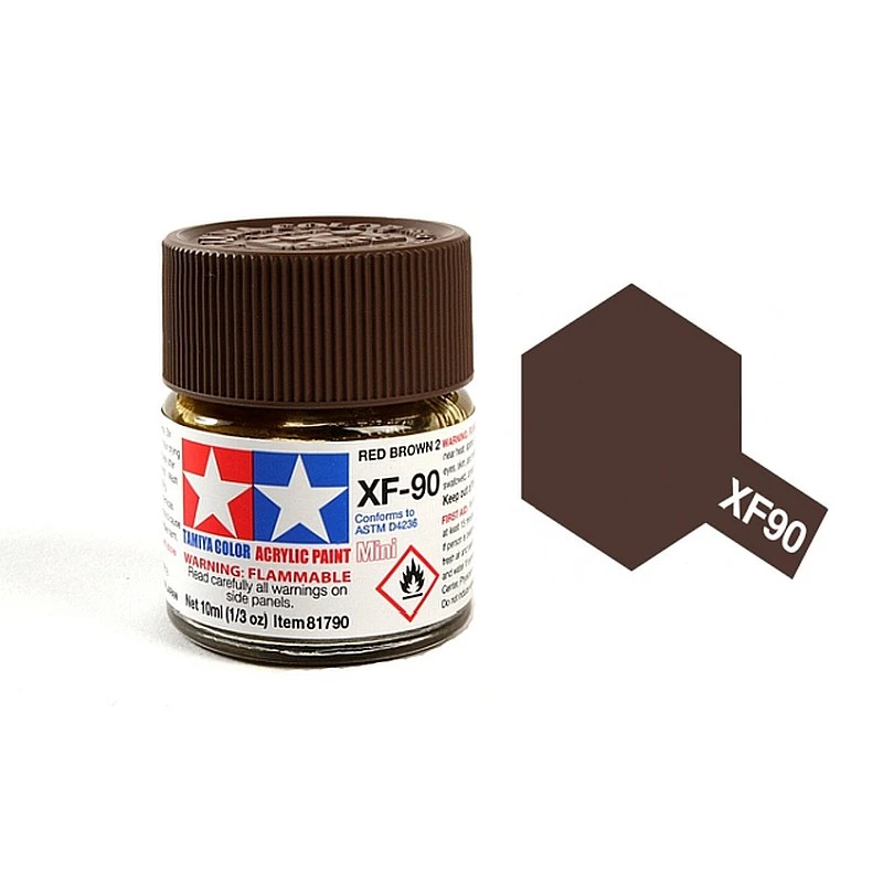 Tamiya 水性 壓克力漆 XF-90 消光 紅棕色2（德國陸軍） RED BROWN 2 10ML