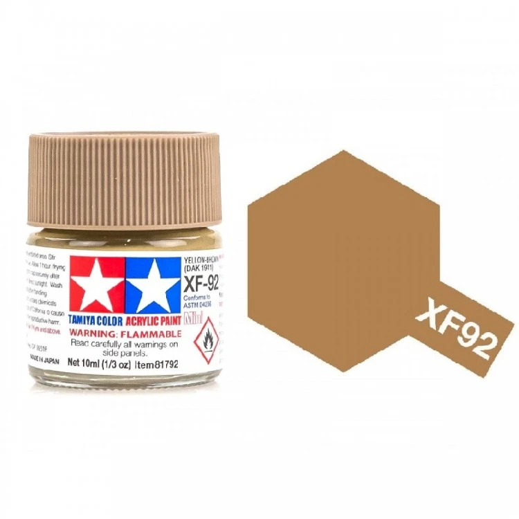 Tamiya 水性 壓克力漆 XF-92 消光 黃棕色  YELLOW-BROWN (DAK 1941) 10ML