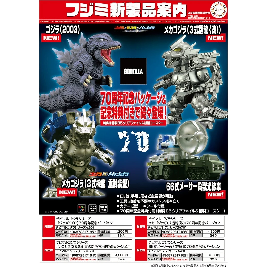 Fujimi 富士美 Q版 哥吉拉 2003 70周年紀念版 特典版