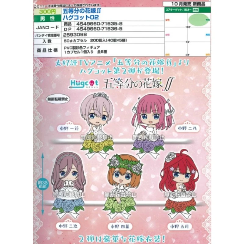 扭蛋 轉蛋 五等分的新娘∬ Hugcot 充電線公仔 Vol.2 五款一套
