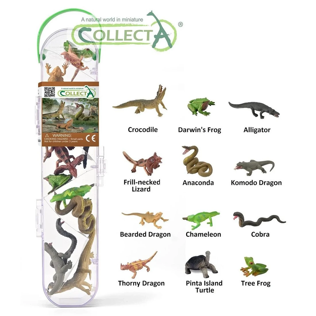 CollectA 動物模型 盒裝迷你爬蟲與兩棲類動物 12入