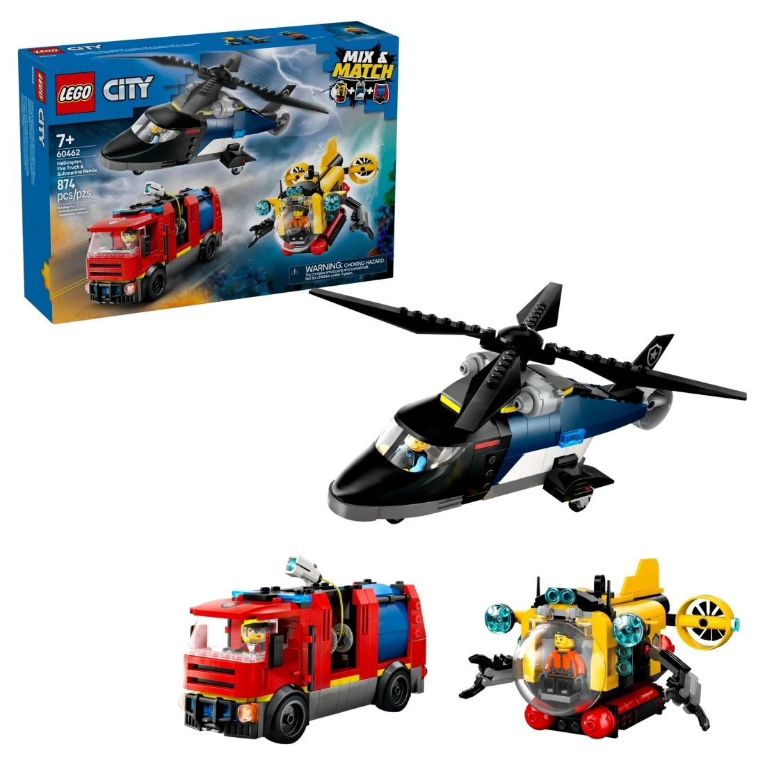 Lego 樂高 City 城市 60462 直升機、消防車和潛水艇套裝