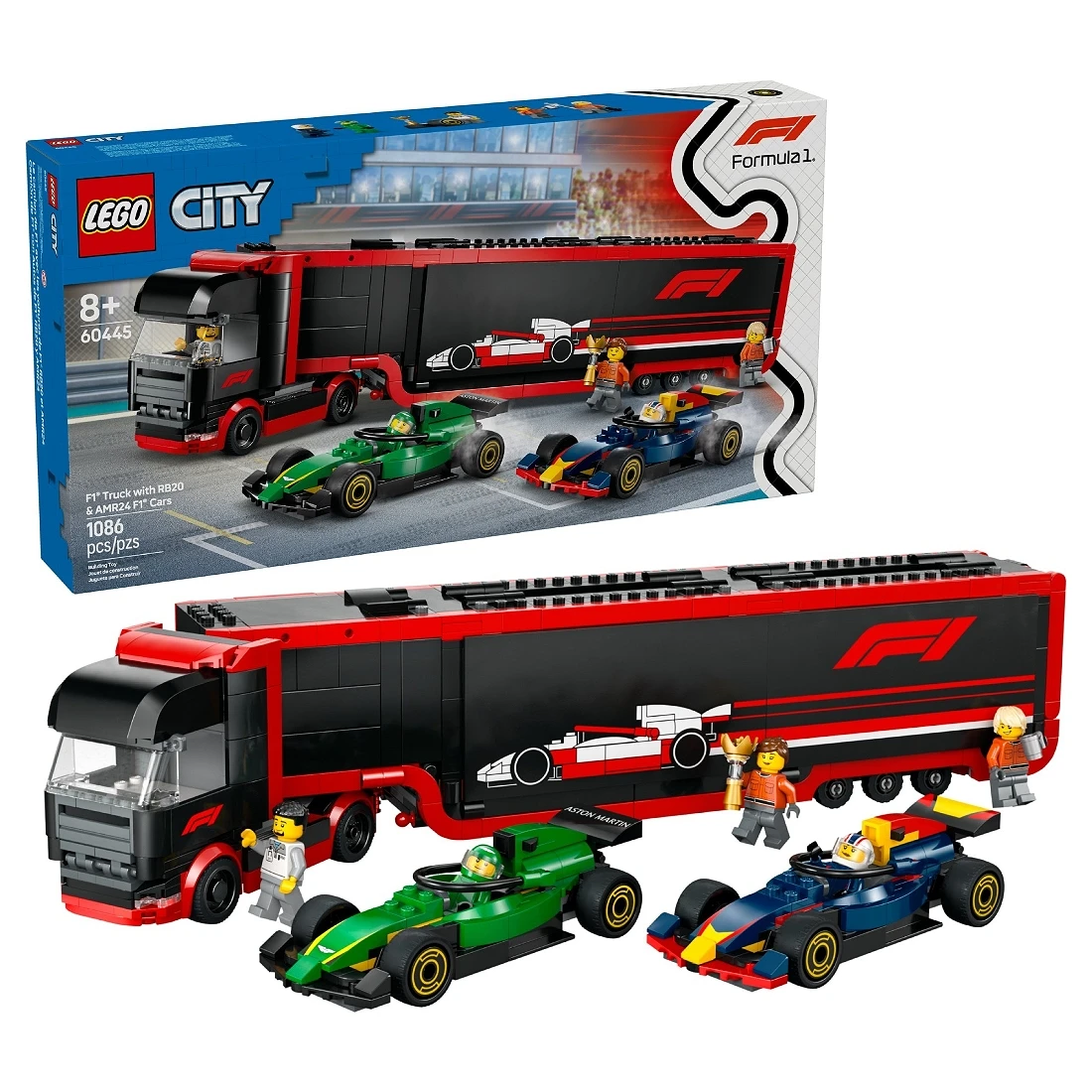 Lego 樂高 City-F1 60445 卡車和RB20與AMR24 F1 汽車