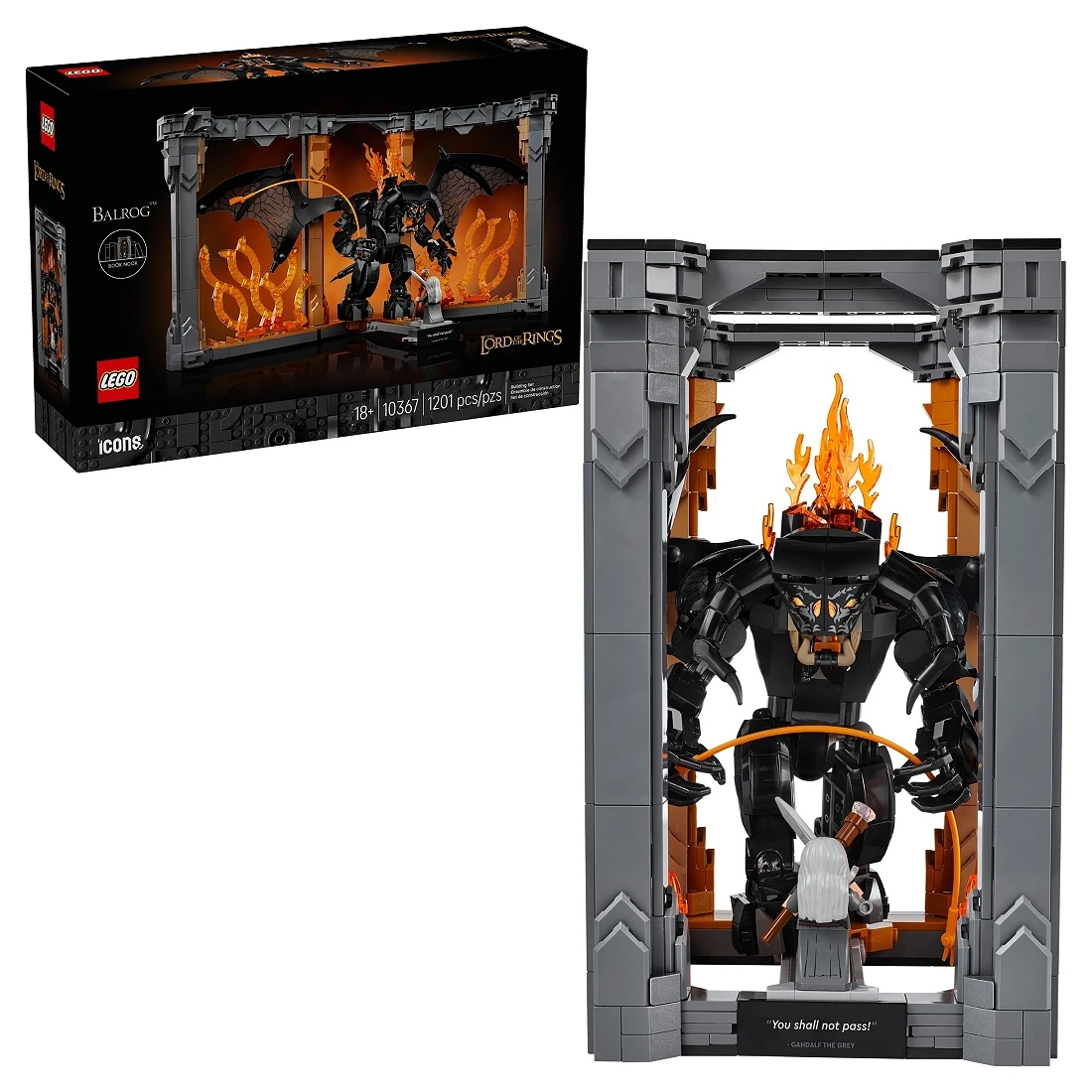 Lego 樂高 ICONS 10367 魔戒 炎魔 書擋擺飾