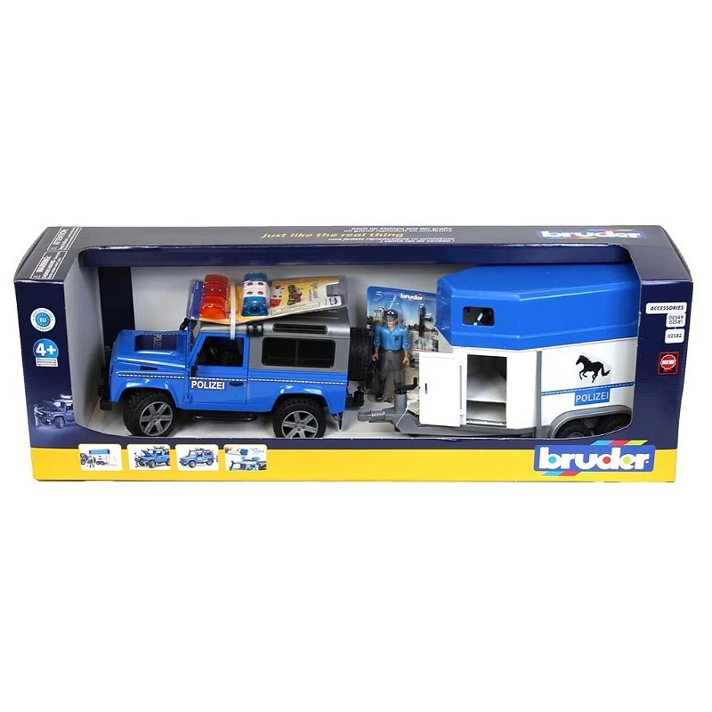 德國 Bruder 1/16 警車與馬車拖車組
