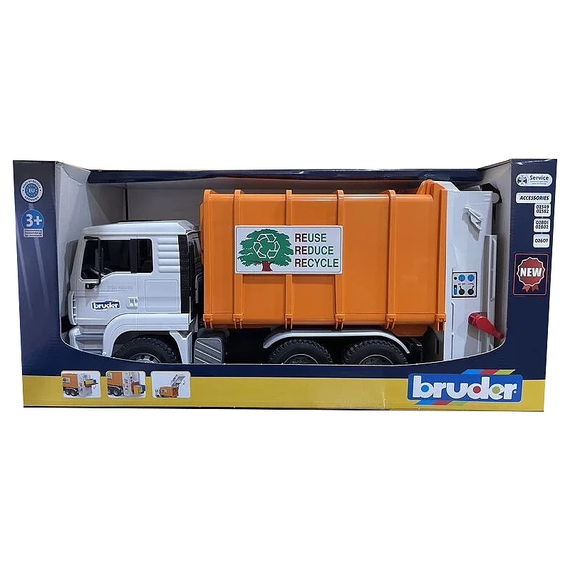 德國 Bruder 1/16 2772 橘白垃圾車