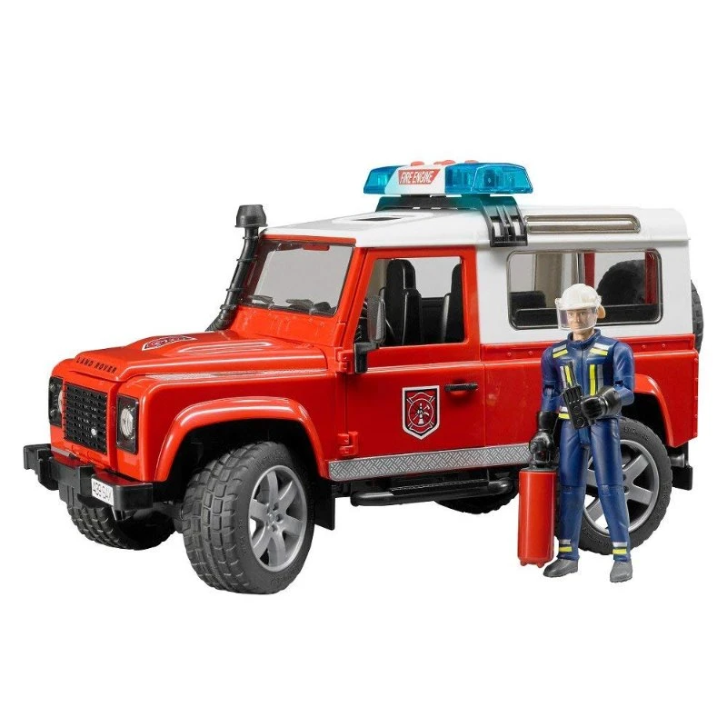 德國 Bruder 1/16 路虎消防越野車+消防員(附聲光模組)