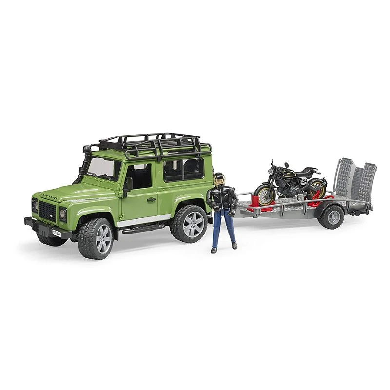 德國 Bruder 1/16 路虎+杜卡迪拖車組