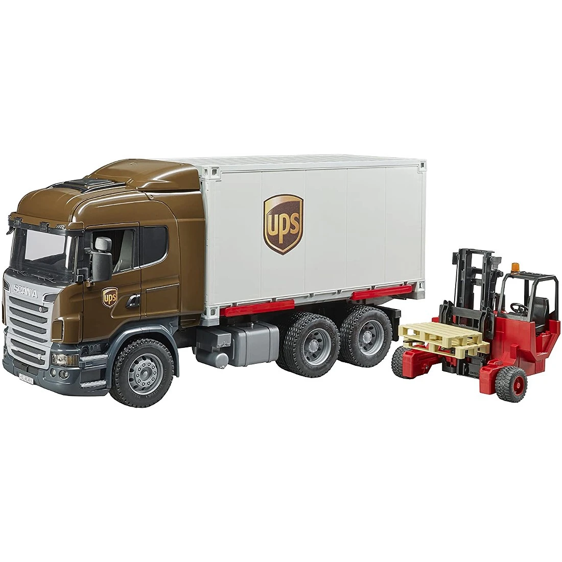 德國 Bruder 1/16 UPS大型運輸車+堆高機