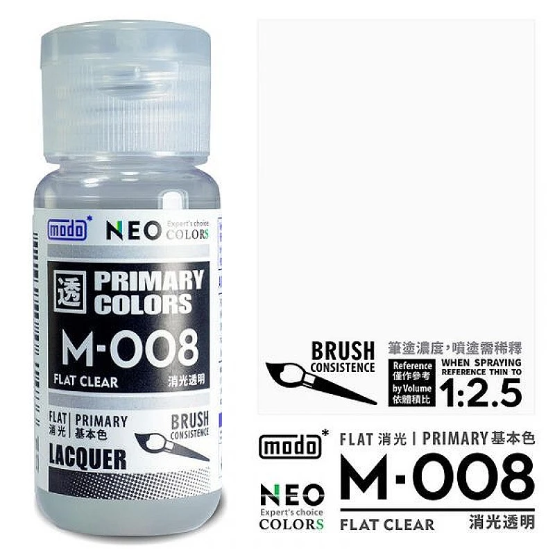 摩多製漆所 MODO 硝基漆 M-008 消光透明色 30ml