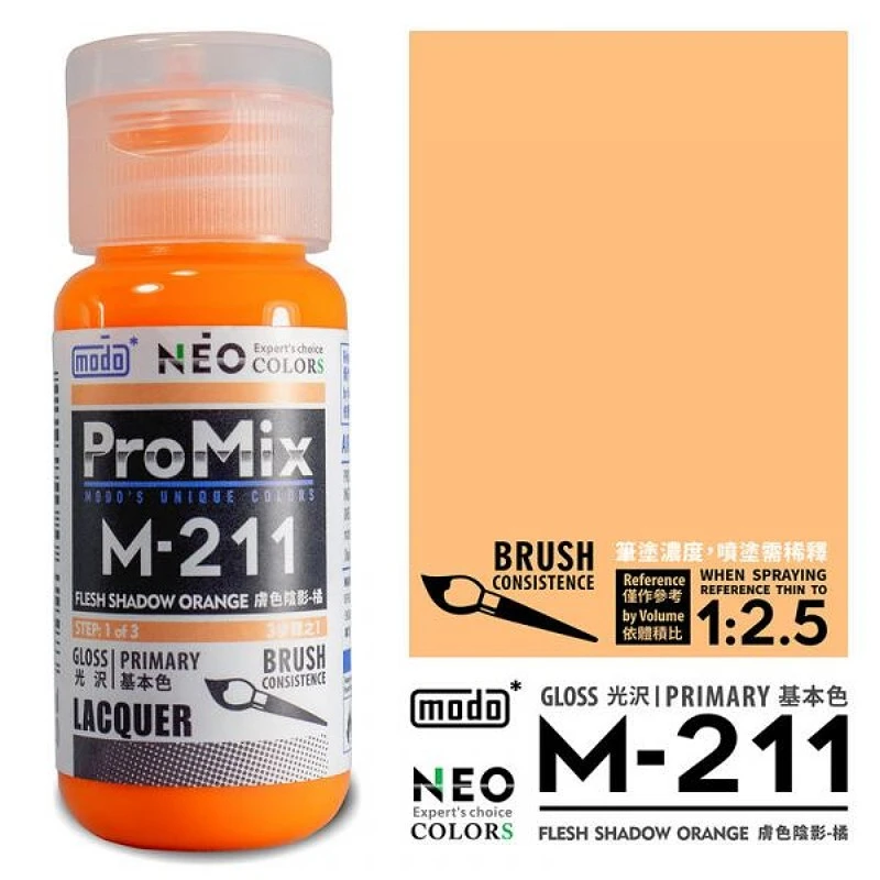 摩多製漆所 MODO 硝基漆 M-211 膚色陰影-橘色 30ml