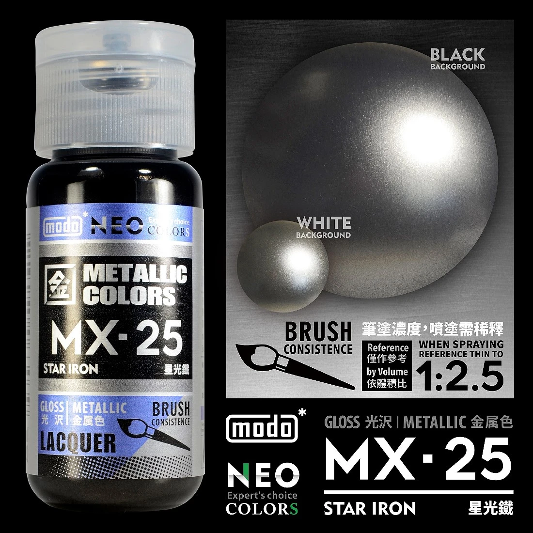 摩多製漆所 MODO 硝基漆 NEO MX-25 星光鐵色 30ml