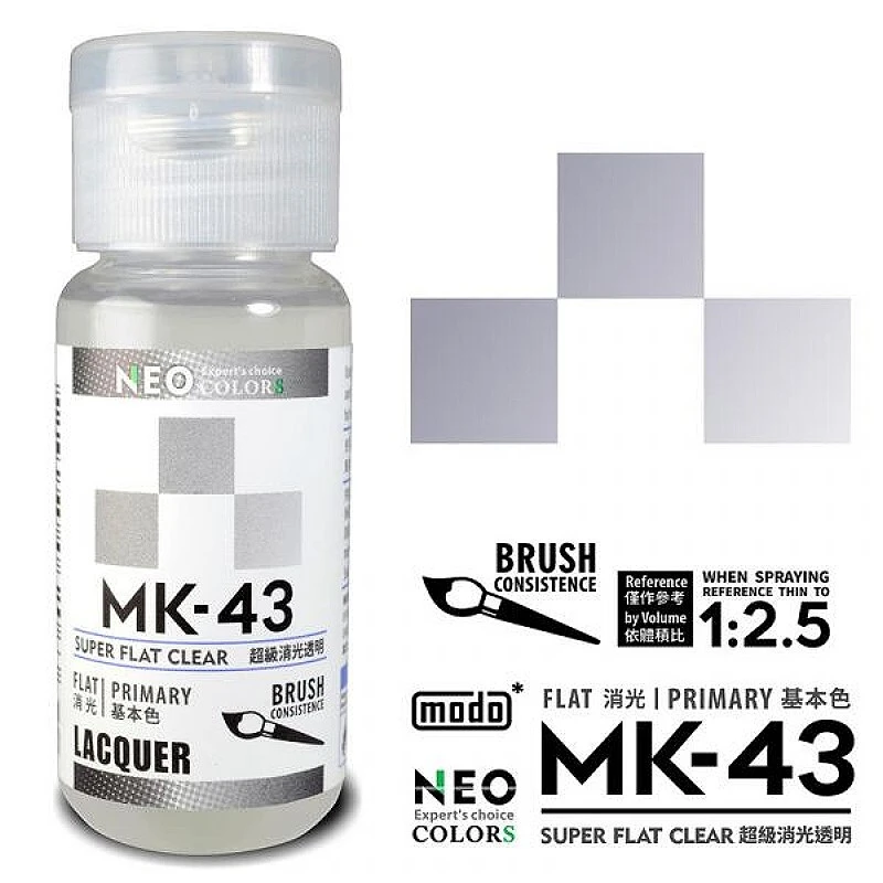 摩多製漆所 MODO 硝基漆 MK-43 超級消光透明色 30ml
