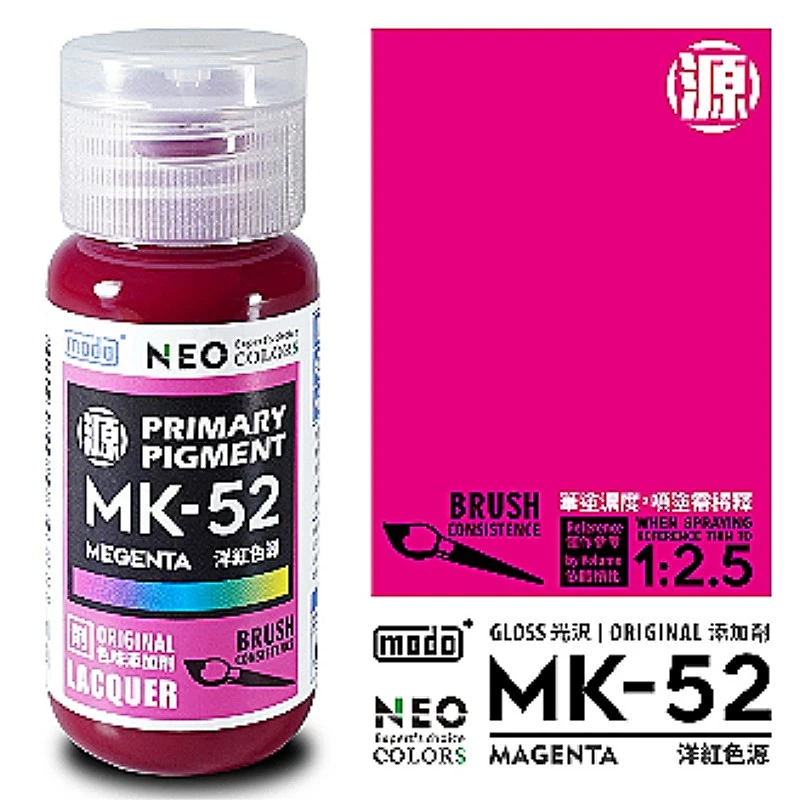 摩多製漆所 MODO 硝基漆 MK-52 光澤底漆 洋紅色源 30ml