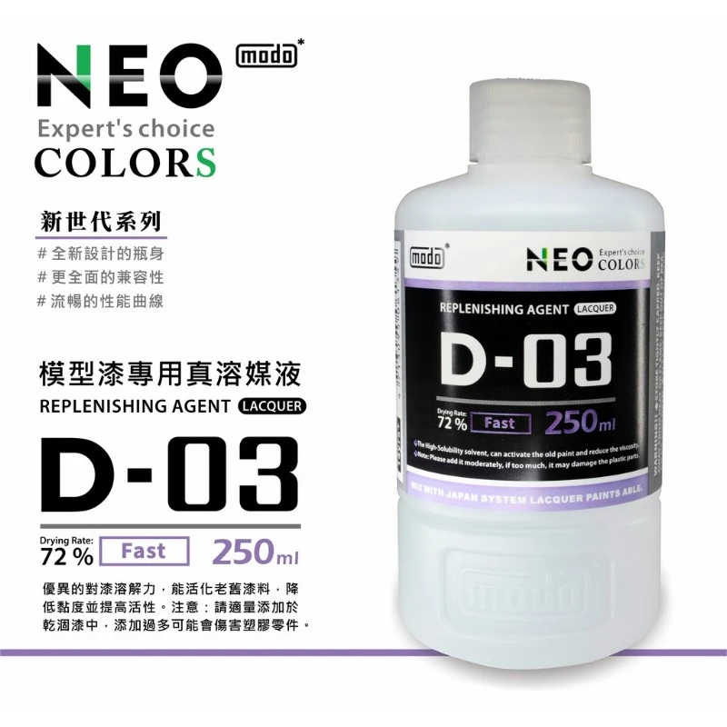 摩多製漆所 MODO D-03 摩多模型漆專用真溶煤液 250ml