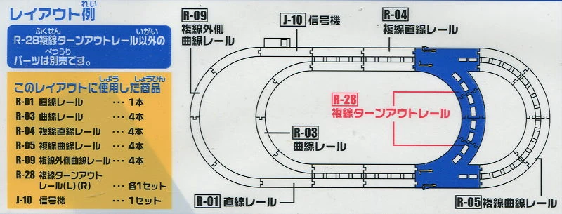 TakaraTomy Plarail 火車配件 R-28 複線R軌轉輒器