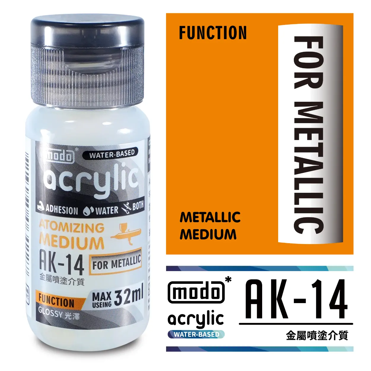 摩多製漆所 MODO acrylic 水性漆 輔助溶劑 AK-14 32ml 金屬噴塗介質