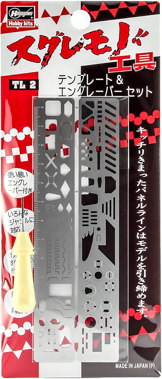 HASEGAWA 長谷川 TL-002 模型用雕線樣板 版型用蝕刻片 筆針組